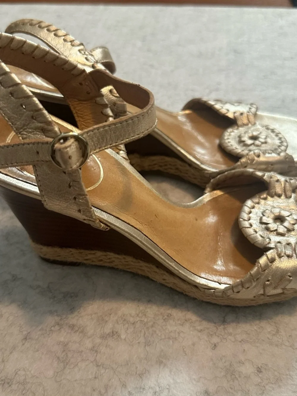 Jack Rogers Women’s Metallic Gold Braided Medallion Sandals - Size 5